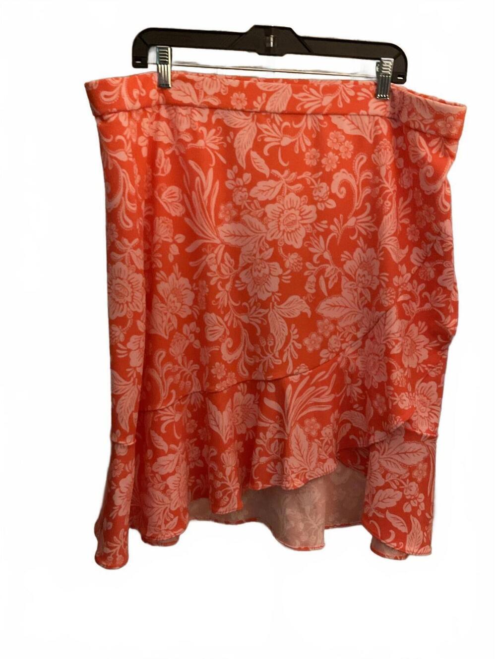 Bridgehampton Orange and Pink Floral  Romantic Cottagecore Fairy Midi Skirt XLP